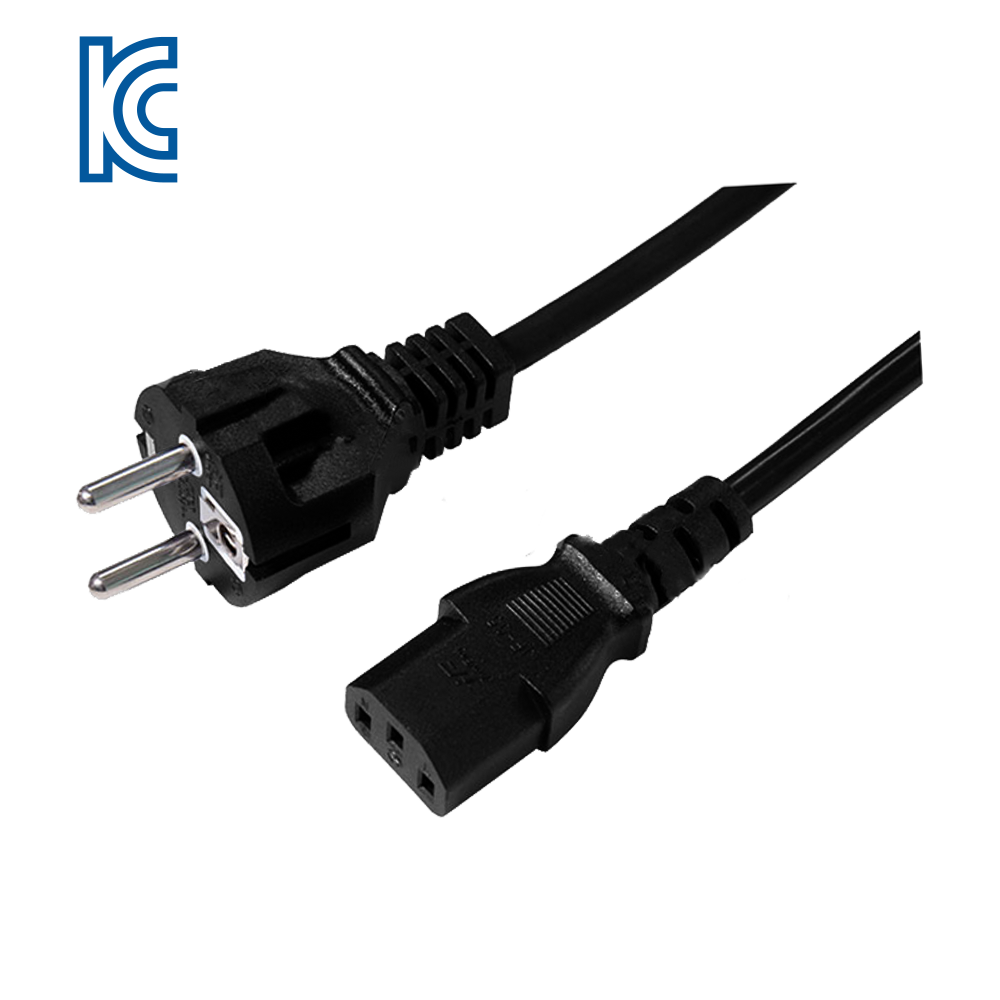 JK04~JK05 Korece üç damarlı boru fişi 90 derece kavisli fişe C13 ürün eki KC sertifikalı güç kablosu