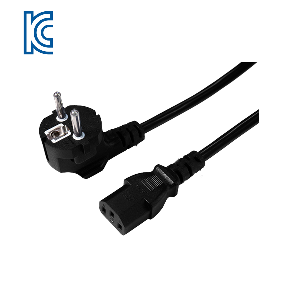 JK04~JK05 Korece üç damarlı boru fişi 90 derece kavisli fişe C13 ürün eki KC sertifikalı güç kablosu